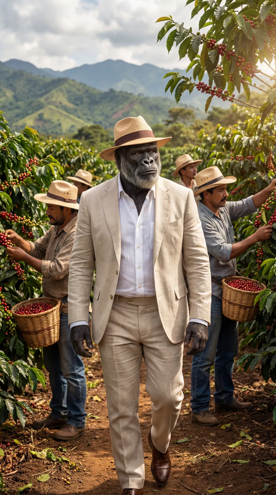 Don Gorila en la cosecha de café